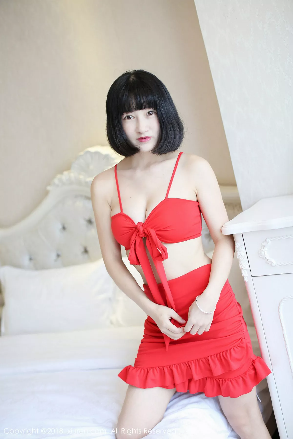 秀人集.com_[XiuRen秀人网]No.1001_嫩模小探戈居家私房白色内衣配牛仔短裙秀豪乳诱惑写真41P