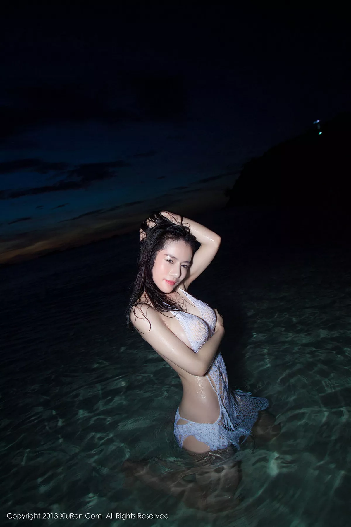 秀人集.com_[XiuRen秀人网]No.069_嫩模nancy小姿白色情趣内衣泳池里湿身诱惑写真73P