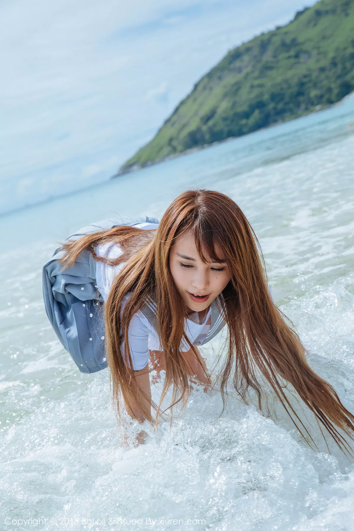 秀人集.com_[BoLoli波萝社]Vol.077_嫩模夏美酱普吉岛旅拍海边学生制服湿身诱惑写真46P