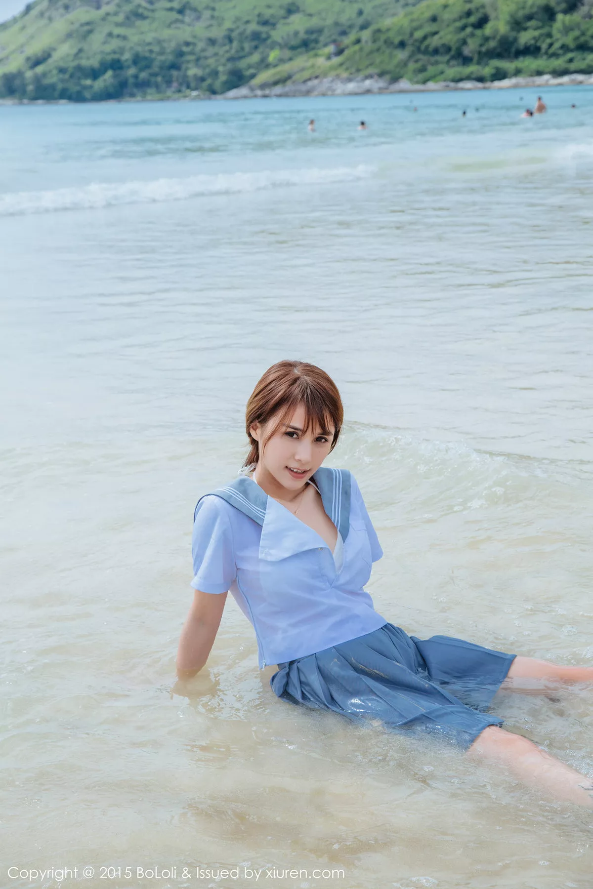 秀人集.com_[BoLoli波萝社]Vol.077_嫩模夏美酱普吉岛旅拍海边学生制服湿身诱惑写真46P