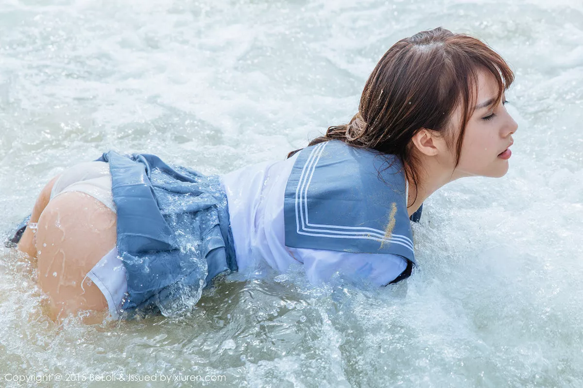 秀人集.com_[BoLoli波萝社]Vol.077_嫩模夏美酱普吉岛旅拍海边学生制服湿身诱惑写真46P