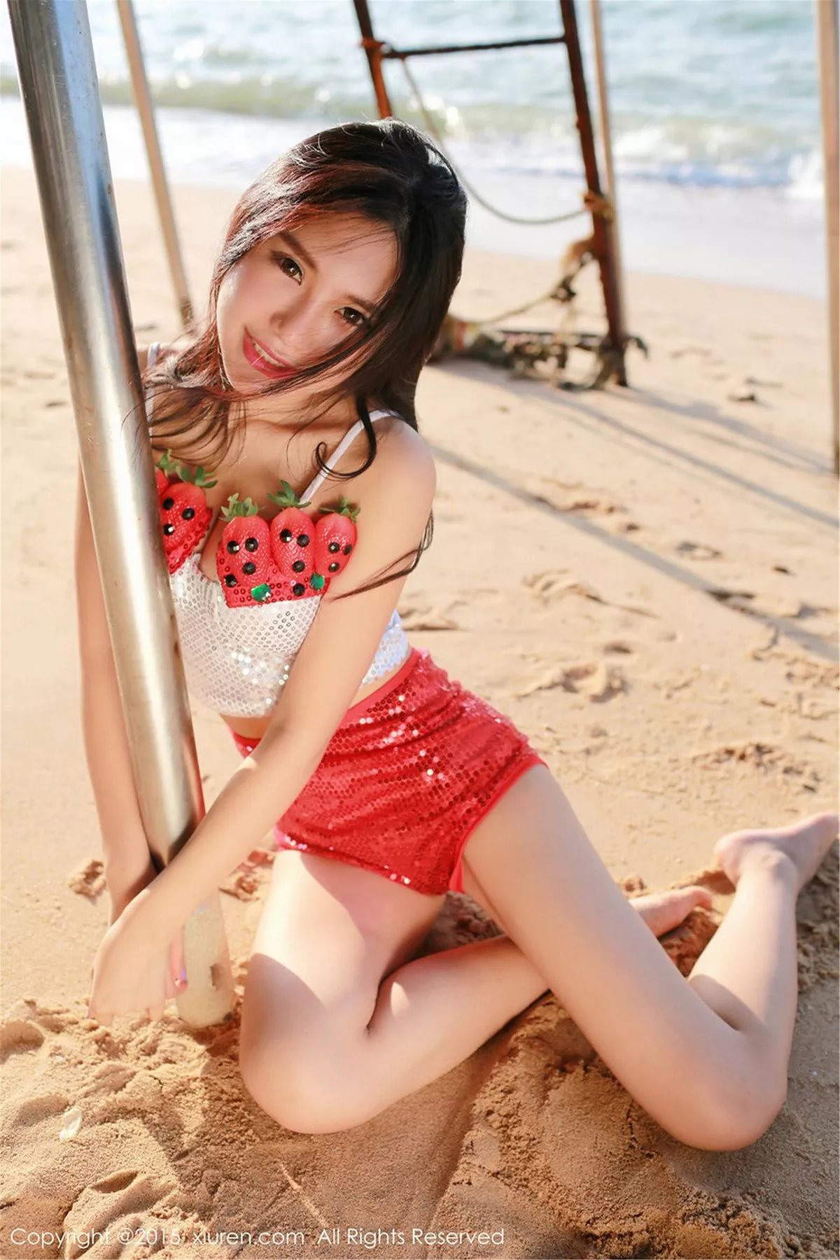 秀人集.com_[XiuRen秀人网]No.267_嫩模绮里嘉ula红色高叉连体内衣秀白嫩美胸诱惑写真57P