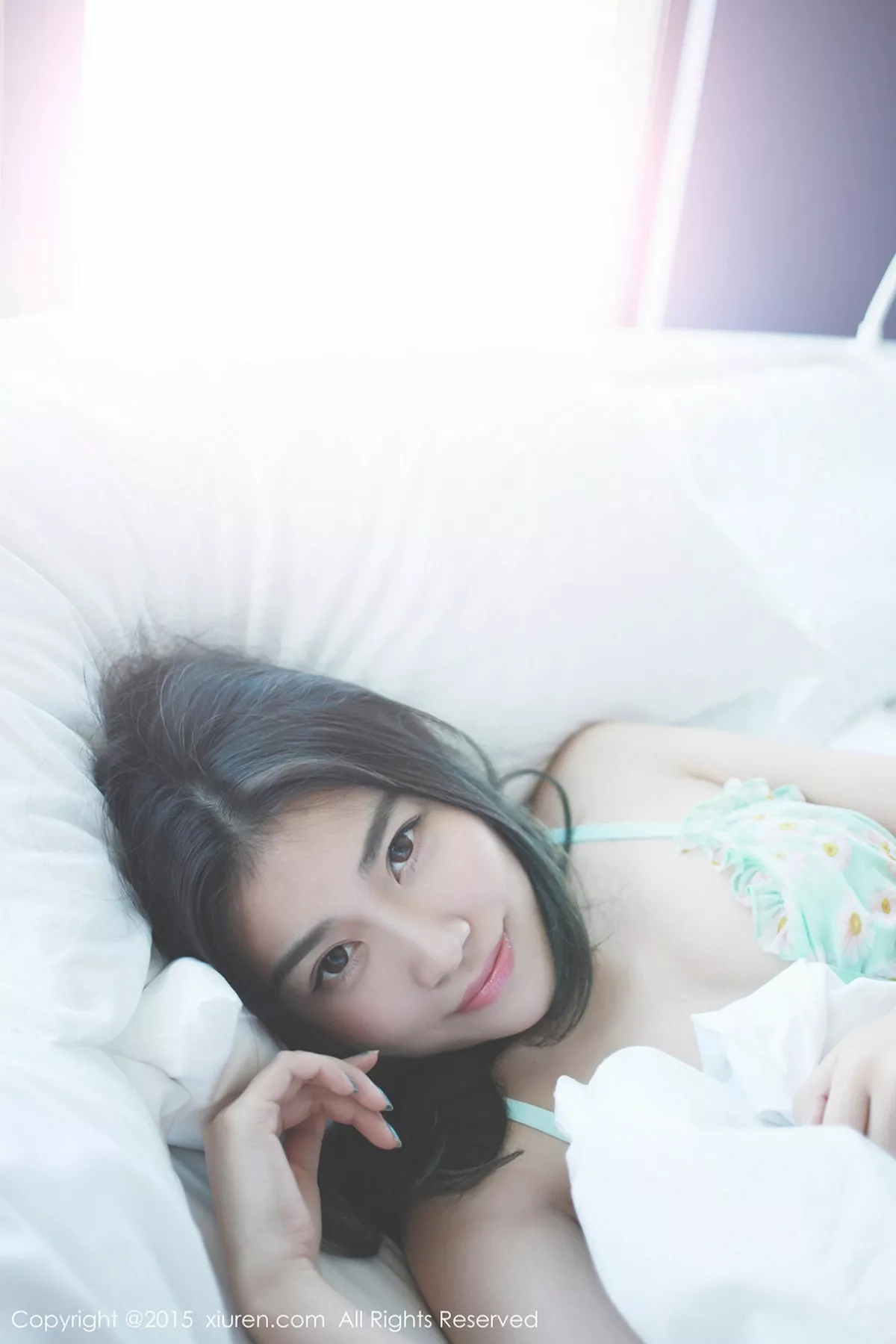 秀人集.com_[XiuRen秀人网]No.287_秀人嫩模许诺Sabrina花色睡裙居家床上迷人性感写真48P