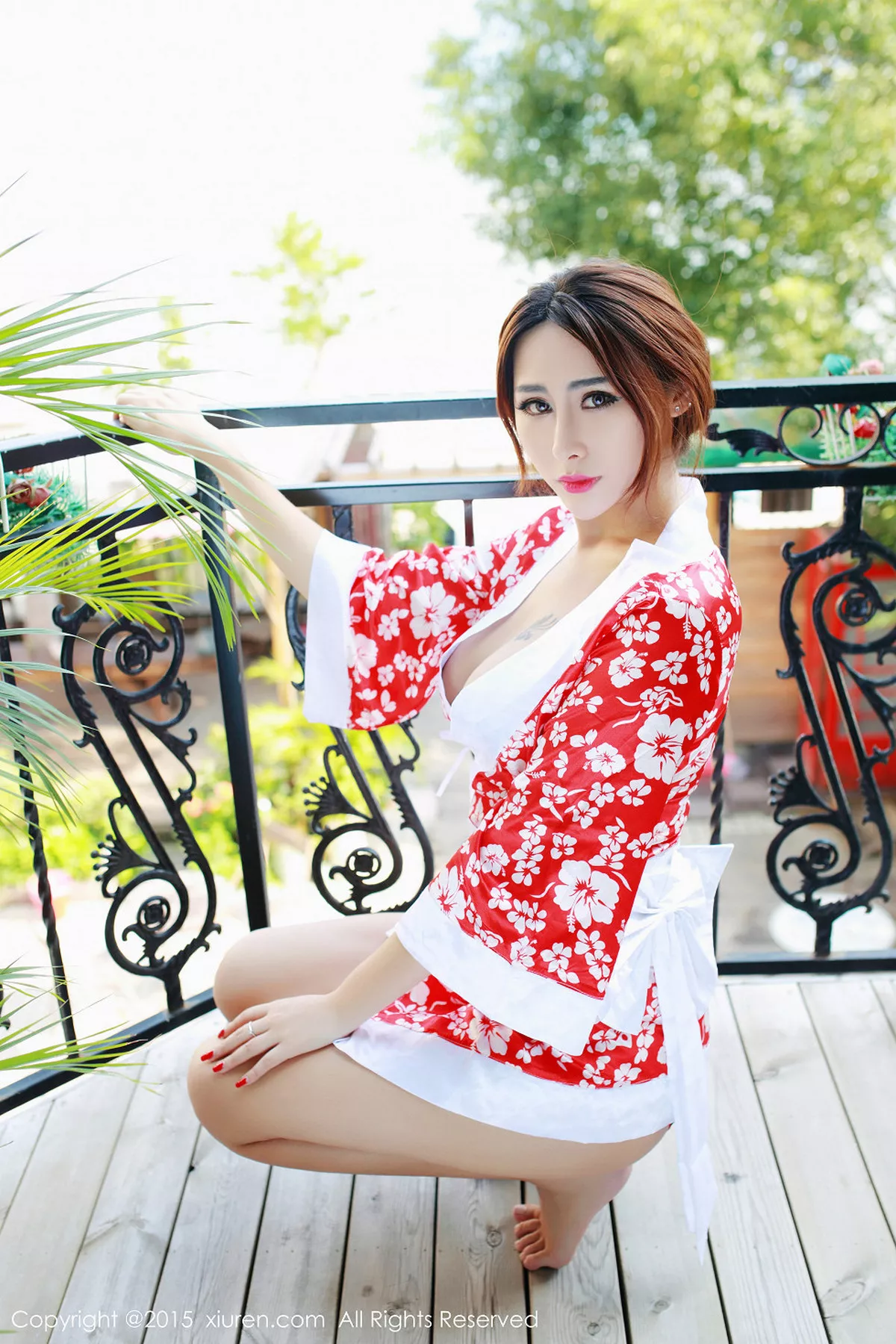 秀人集.com_[XiuRen秀人网]No.392_嫩模FoxYini孟狐狸居家红色蕾丝网袜诱惑内衣系列写真50P