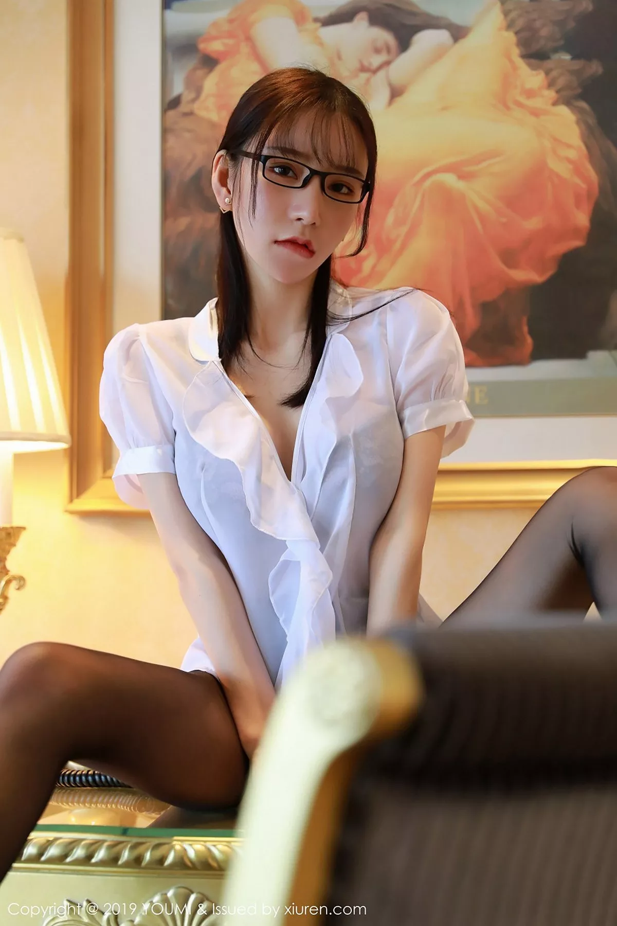 秀人集.com_[YouMi尤蜜荟]Vol.285_女神周于希Sandy私房白衬衣配开档黑丝裤袜完美诱惑写真46P