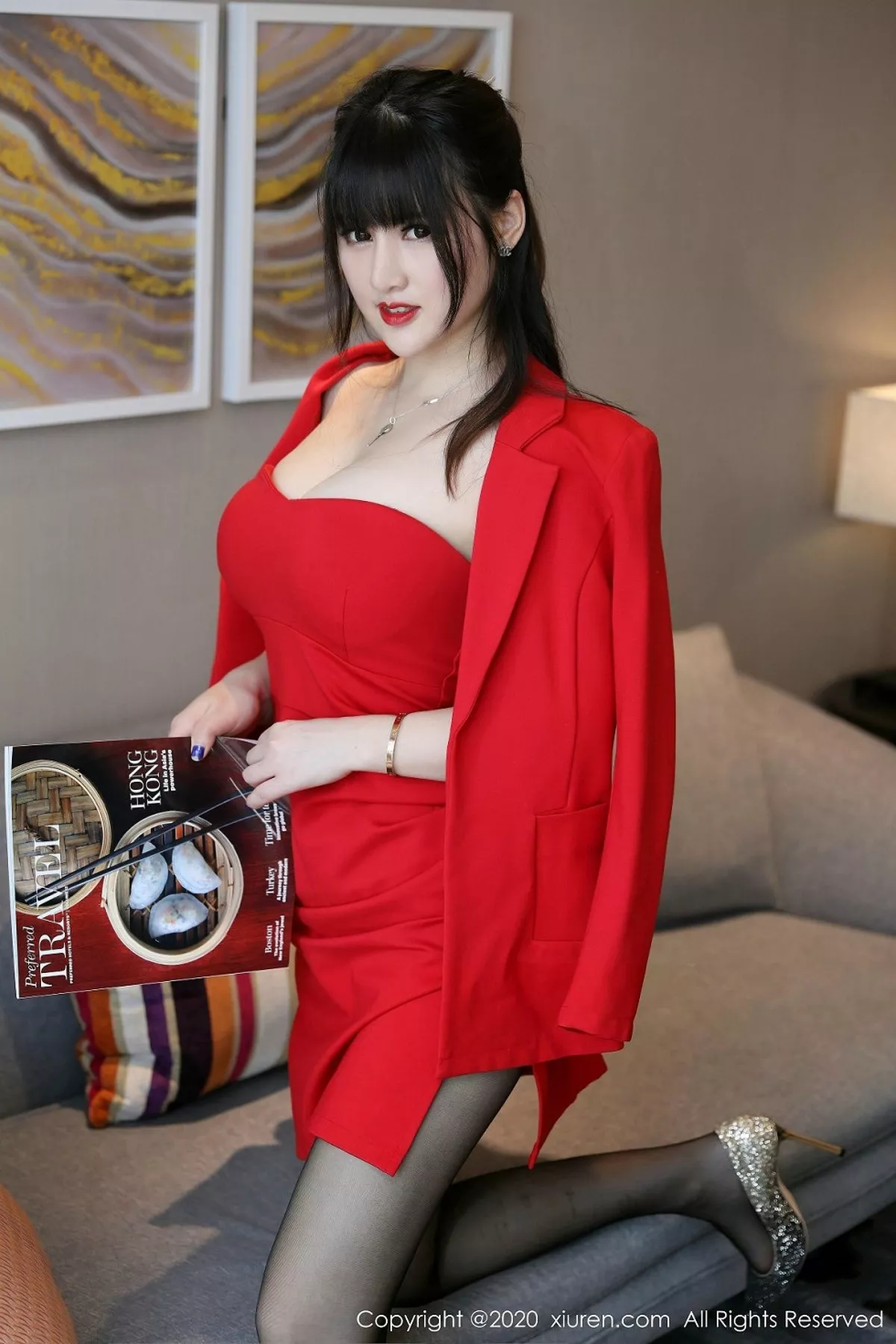 秀人集.com_[XiuRen秀人网]No.2087_嫩模诗诗kiki私房红色连身裙配无内黑丝裤袜秀翘臀诱惑写真72P