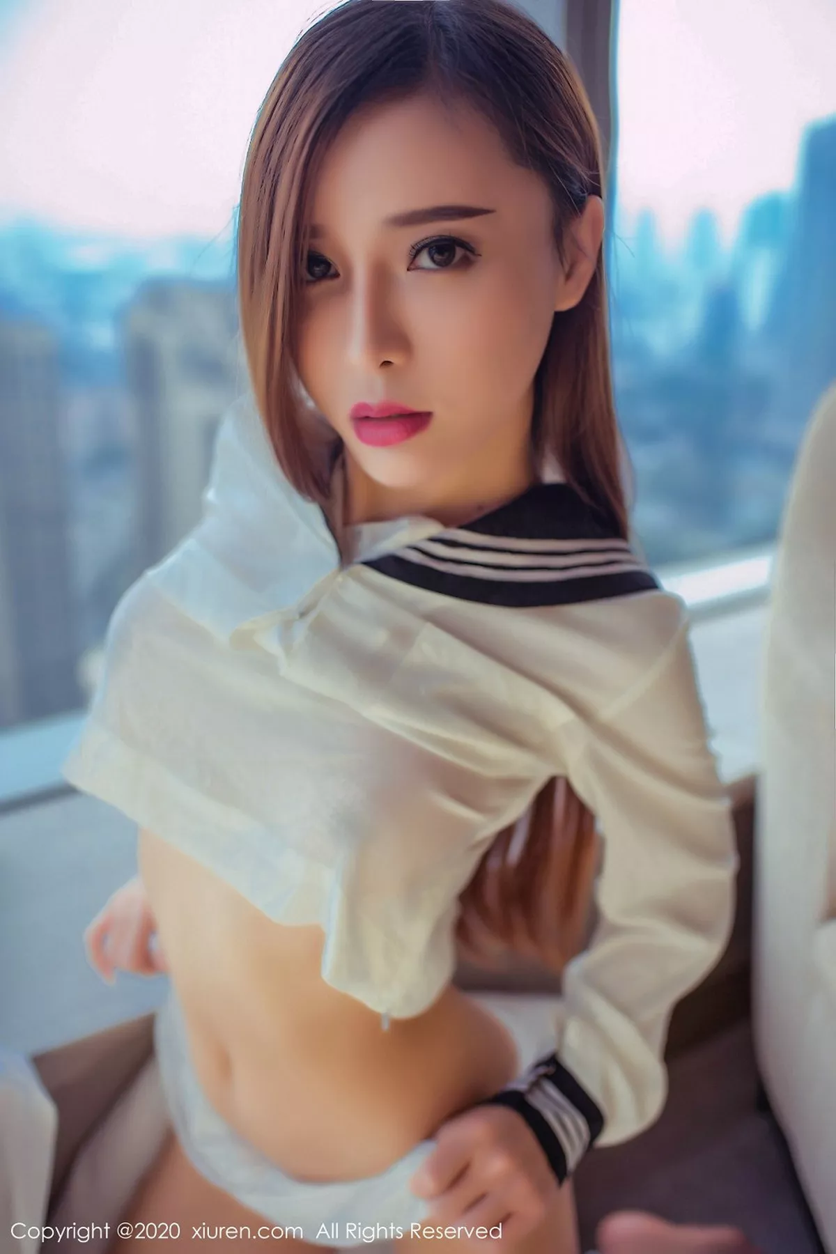 秀人集.com_[XiuRen秀人网]No.2101_嫩模艾小青私房透明薄纱裙+白色透明JK服秀豪乳火辣诱惑写真76P