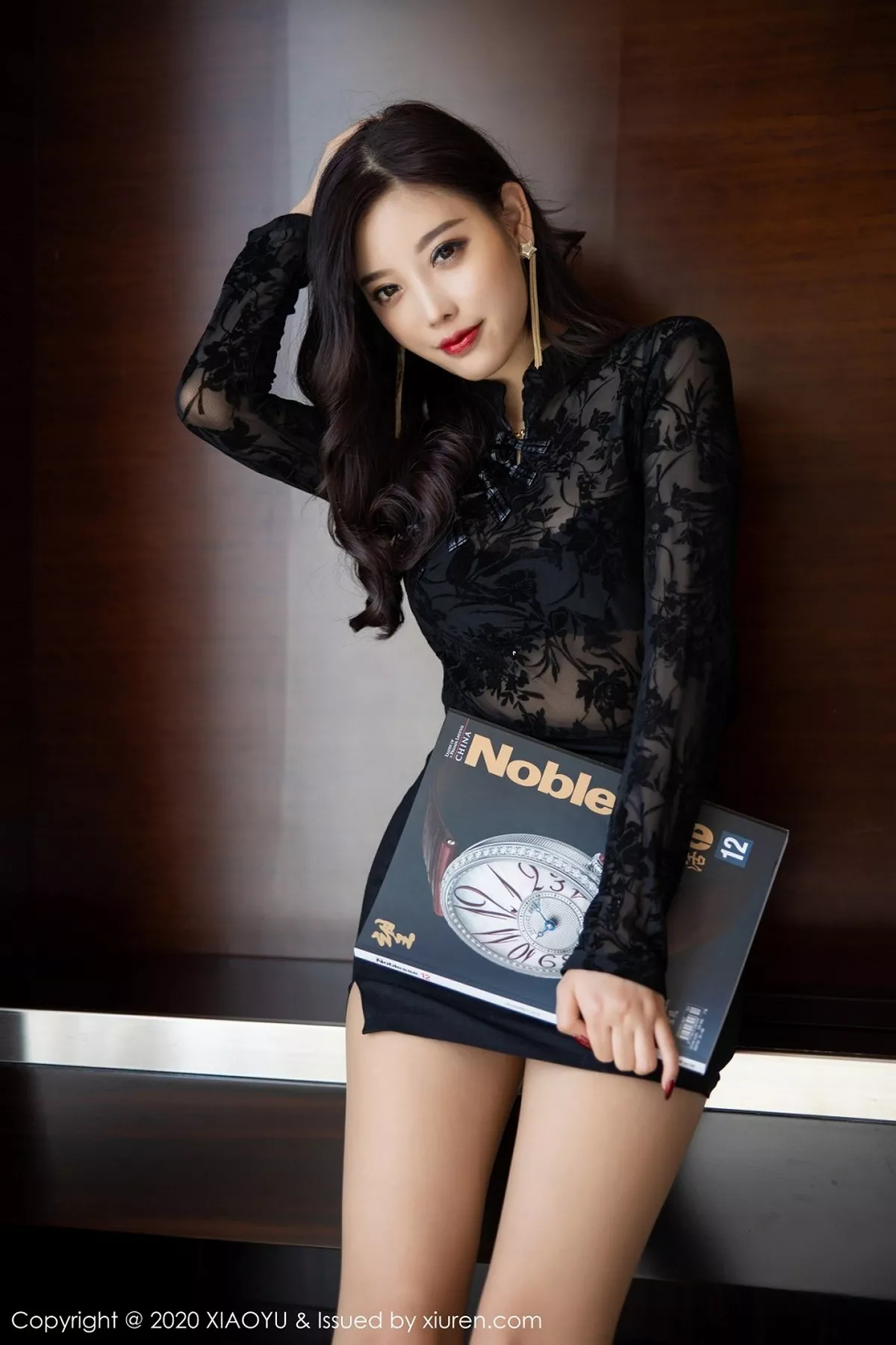 秀人集.com_[XiaoYu画语界]Vol.293_女神杨晨晨sugar床上黑色内衣配肉丝袜秀完美身材诱惑写真105P