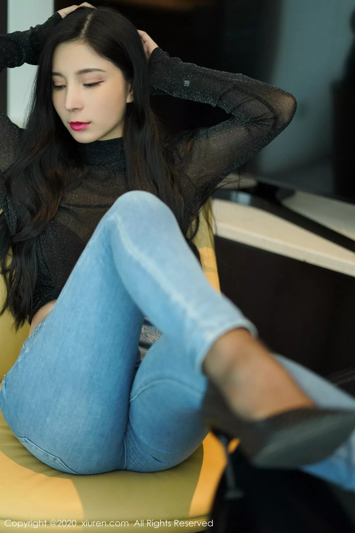 秀人集.com_[XiuRen秀人网]No.2386_嫩模小蛮妖Yummy私房牛仔裤半脱露超薄黑丝裤袜秀翘臀诱惑写真67P