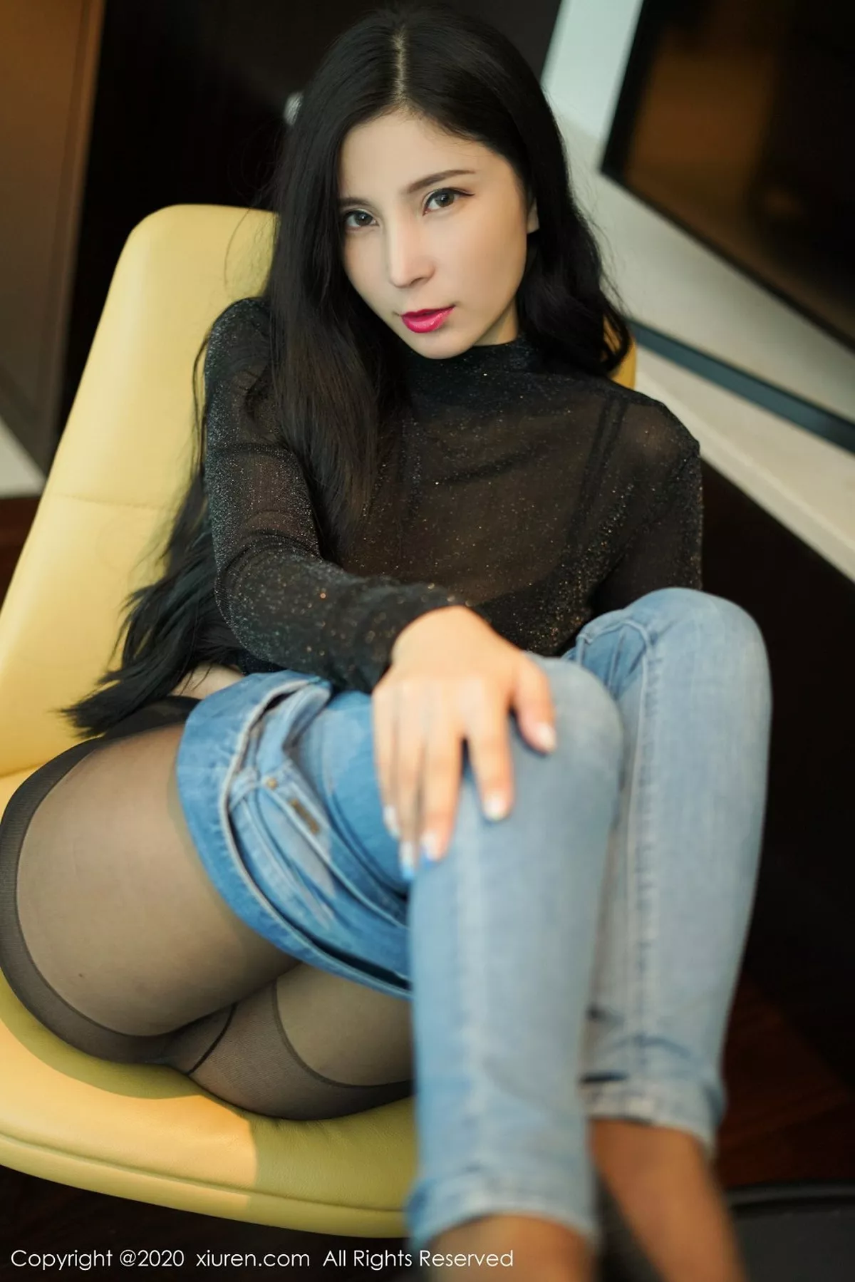 秀人集.com_[XiuRen秀人网]No.2386_嫩模小蛮妖Yummy私房牛仔裤半脱露超薄黑丝裤袜秀翘臀诱惑写真67P