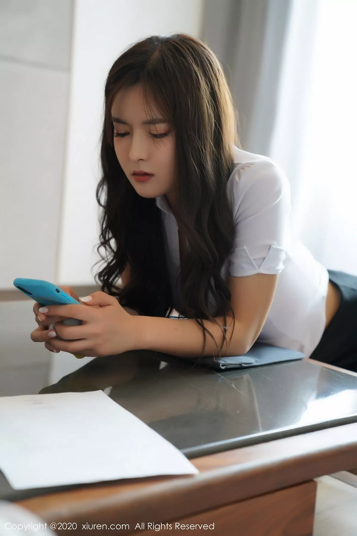 秀人集.com_[XiuRen秀人网]No.2381_嫩模白露小猪经典职场秘书OL装黑短裙配黑丝袜秀翘臀诱惑写真49P