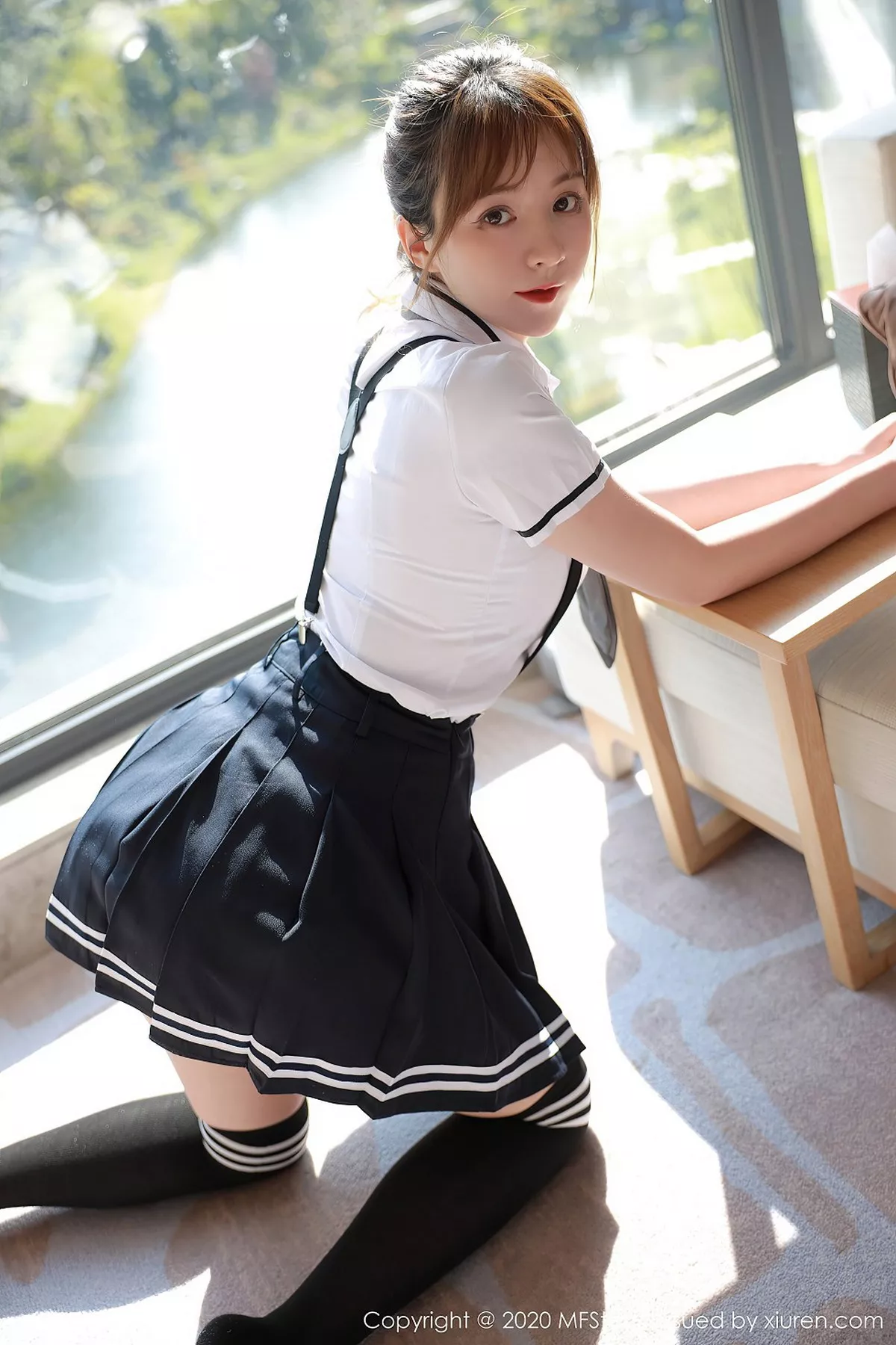 秀人集.com_[MFStar模范学院]Vol.390_嫩模yoo优优四川旅拍学院风校服主题半脱露性感内衣写真67P