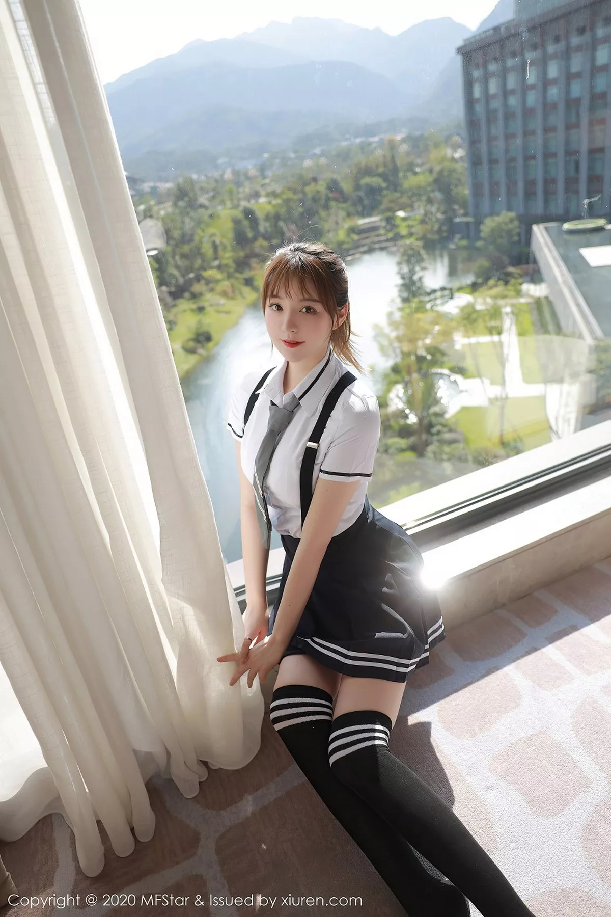 秀人集.com_[MFStar模范学院]Vol.390_嫩模yoo优优四川旅拍学院风校服主题半脱露性感内衣写真67P