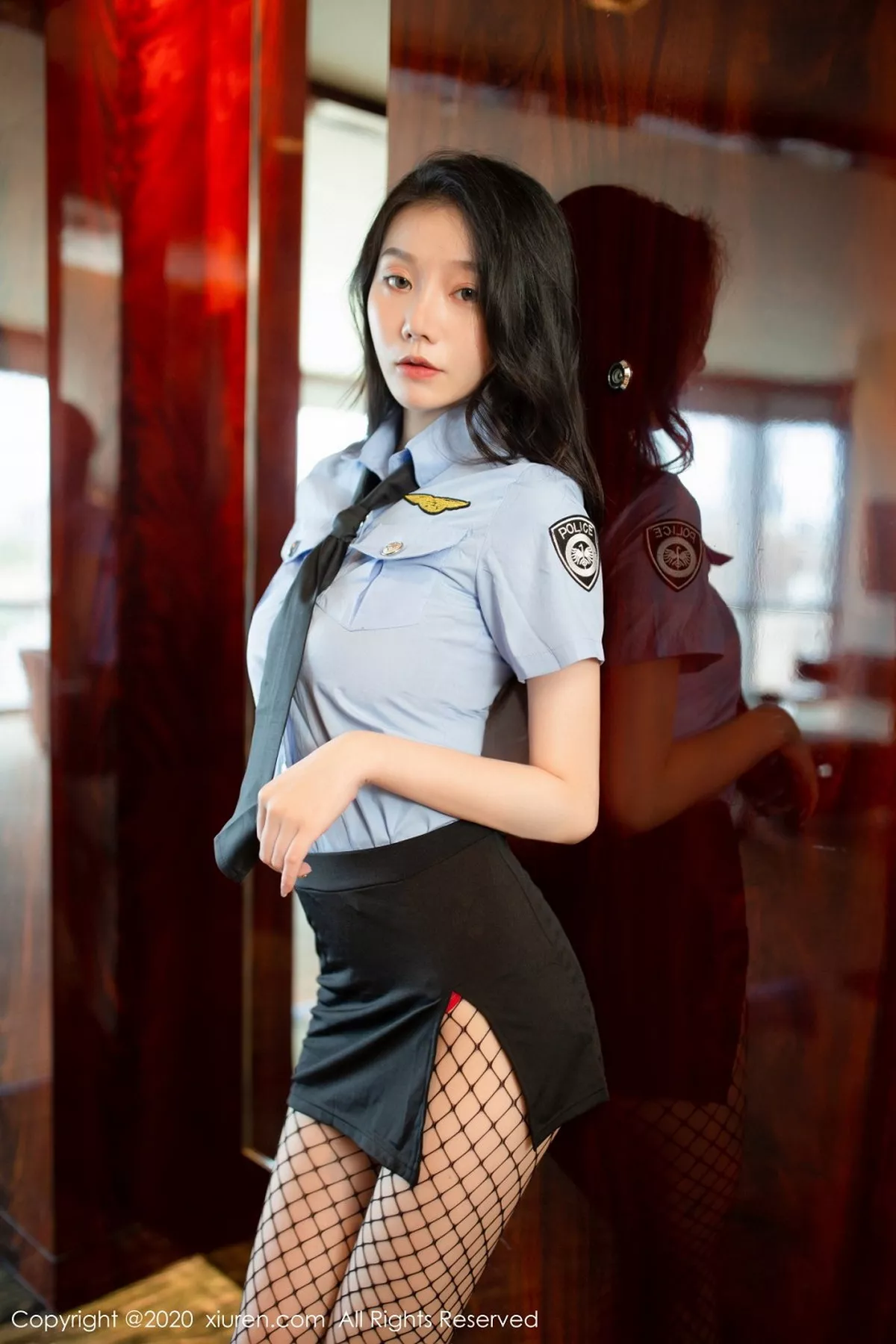 秀人集.com_[XiuRen秀人网]No.2670_嫩模安然Maleah警花主题半脱露猩红镂空内衣黑丝网袜极致诱惑写真67P