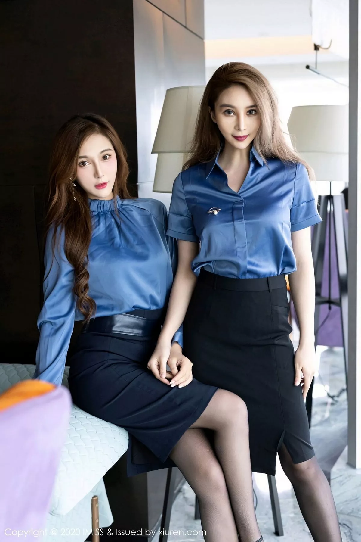 秀人集.com_[IMISS爱蜜社]Vol.519_丽质模特Lavinia肉肉＆Jermy典雅OL短裙配黑丝裤袜诱惑写真55P