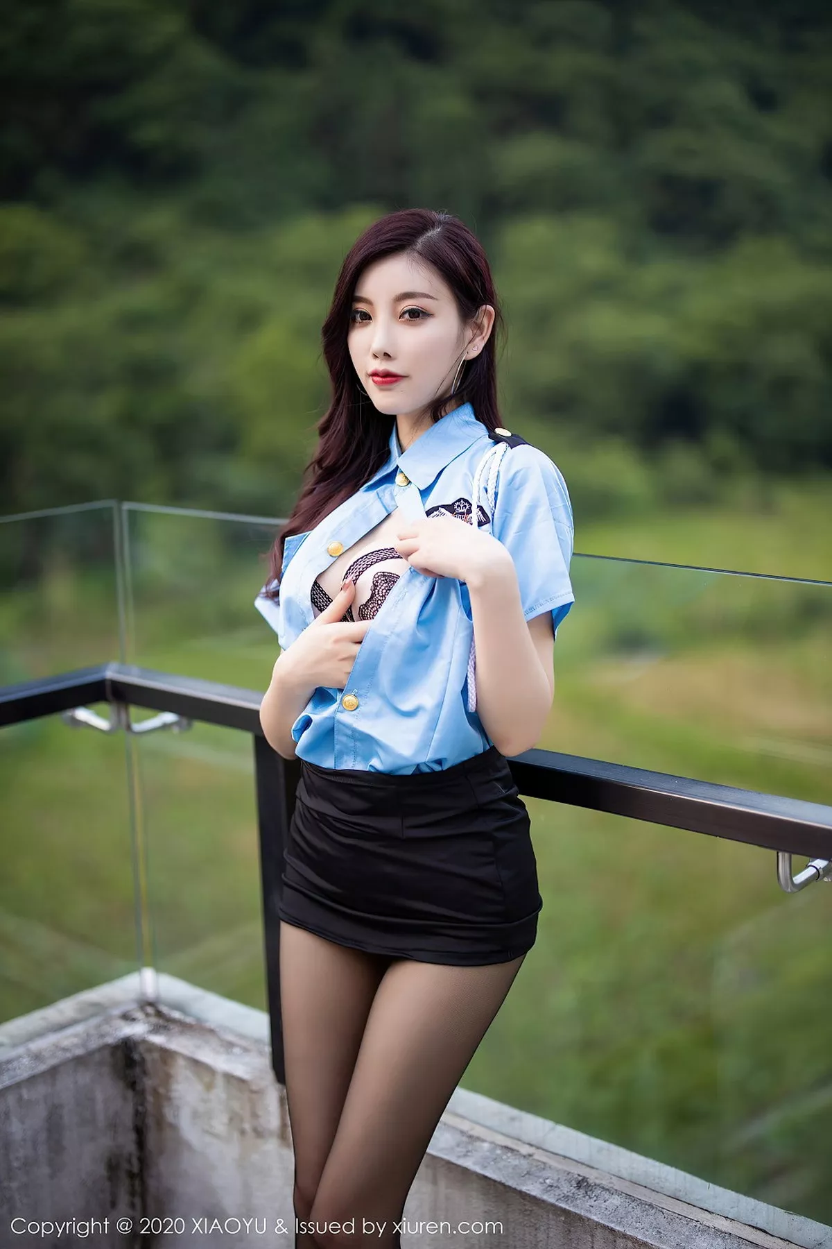 秀人集.com_[XiaoYu画语界]Vol.381_女神杨晨晨sugar阳朔旅拍户外女警制服配黑丝裤袜诱惑写真83P