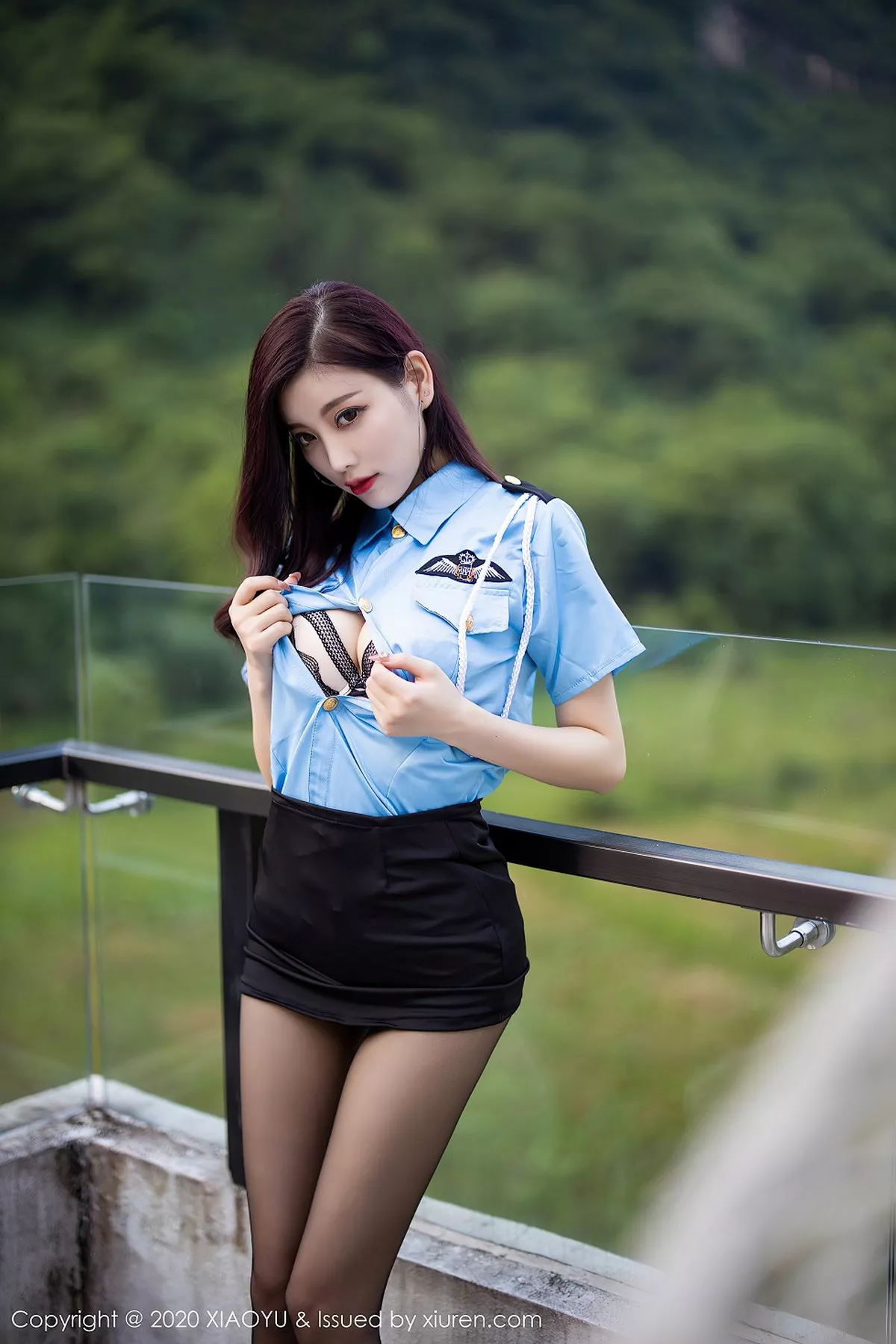 秀人集.com_[XiaoYu画语界]Vol.381_女神杨晨晨sugar阳朔旅拍户外女警制服配黑丝裤袜诱惑写真83P