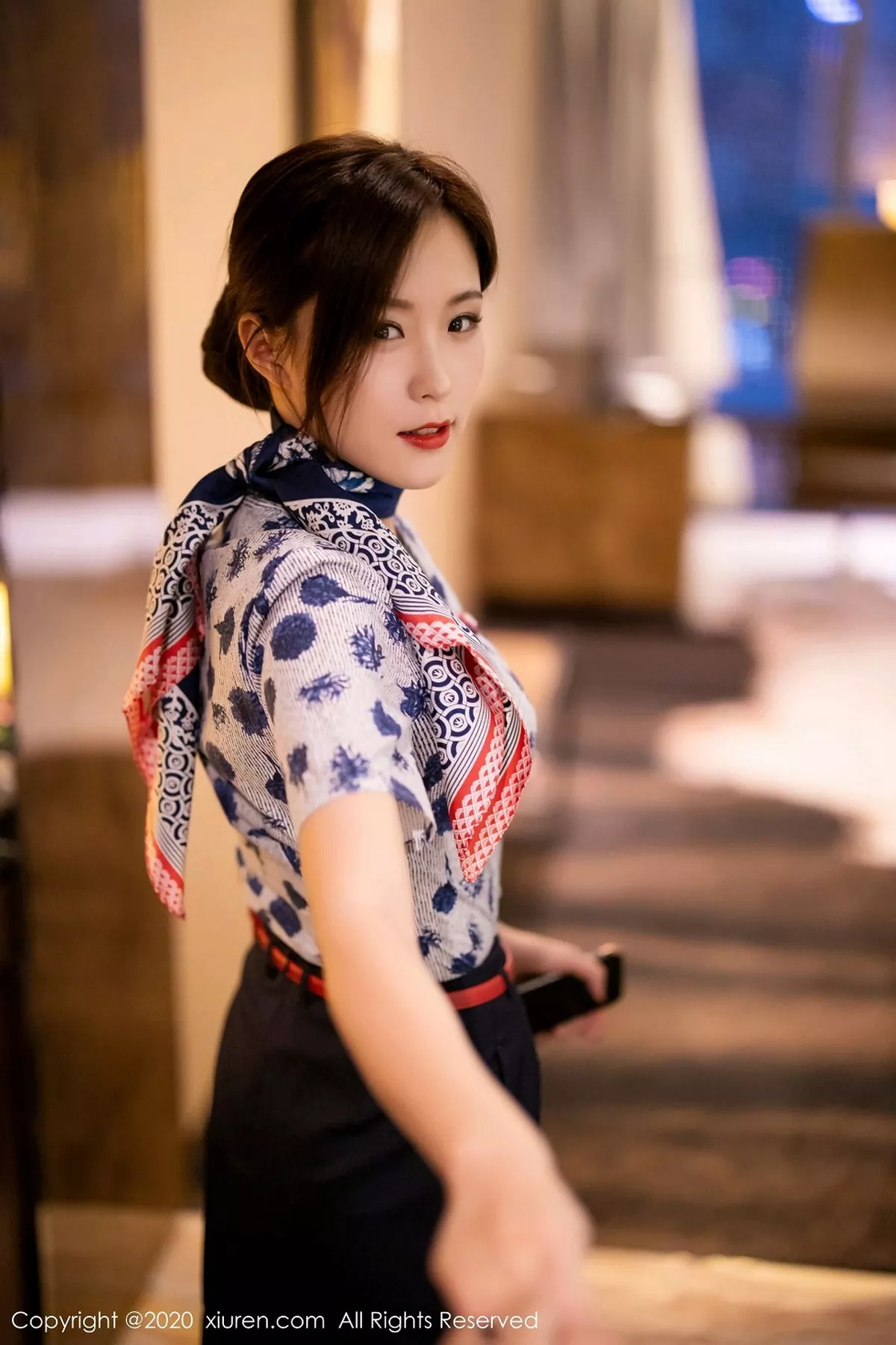 秀人集.com_[XiaoYu画语界]Vol.407_嫩模杨紫嫣Cynthia空乘制服主题性感内衣配黑丝裤袜诱惑写真82P