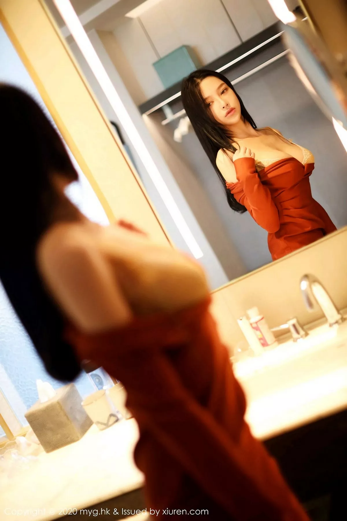 秀人集.com_[MyGirl美媛馆]Vol.466_女神唐琪儿私房脱猩红连身裙露性感内衣蕾丝吊袜诱惑写真45P