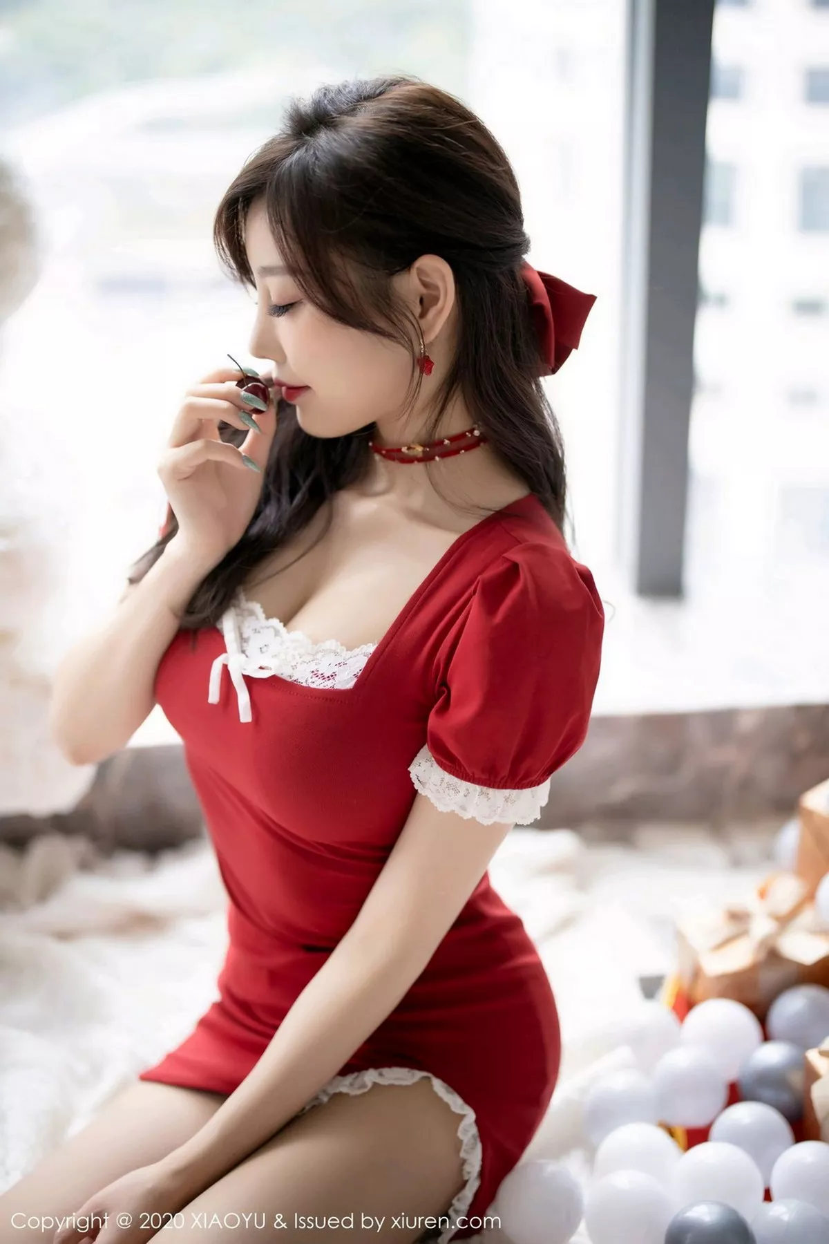 秀人集.com_[XiaoYu画语界]Vol.438_女神杨晨晨sugar圣诞主题性感红色内衣秀完美身材诱惑写真78P