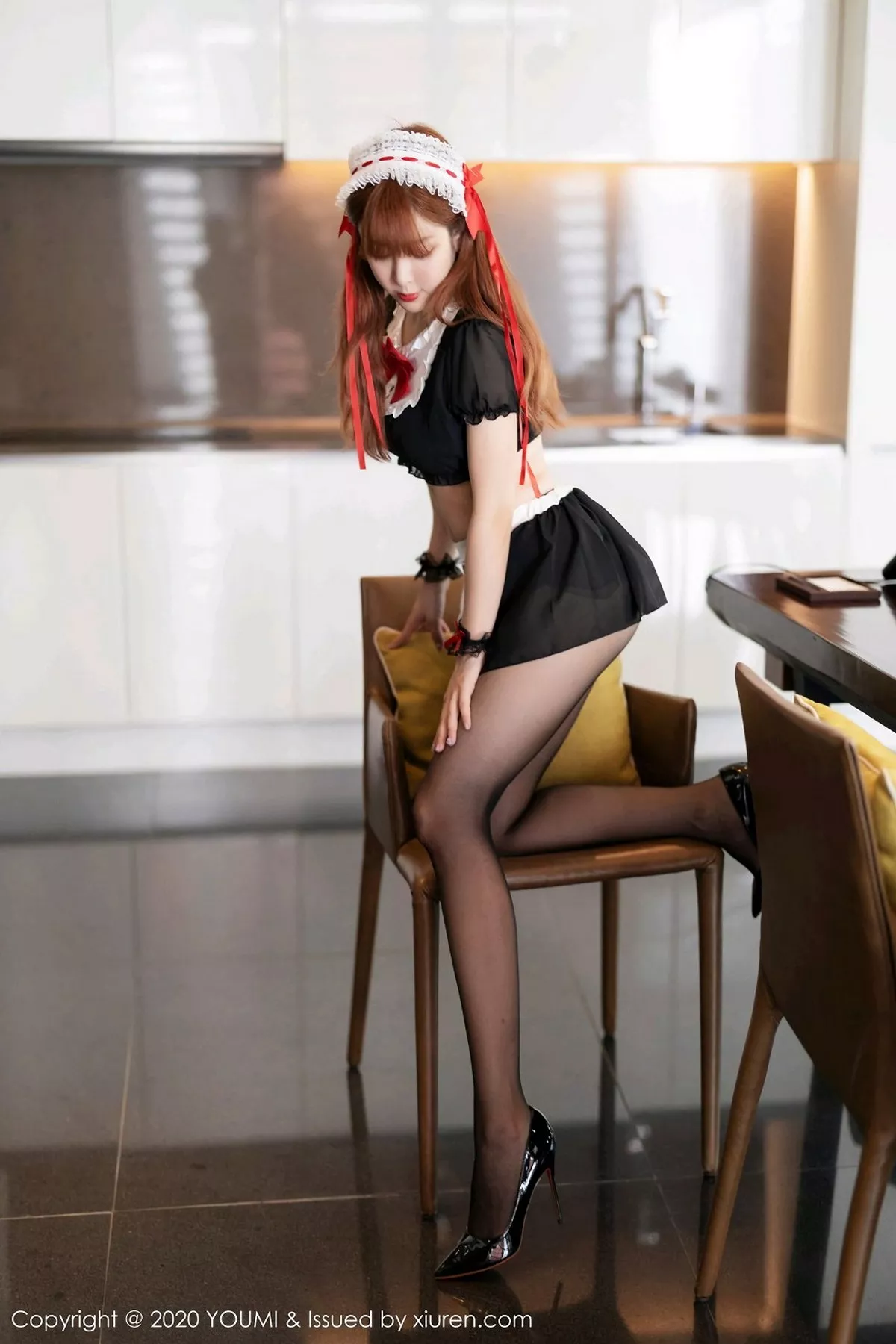 秀人集.com_[YouMi尤蜜荟]Vol.581_女神王雨纯三亚旅拍黑色女仆装配黑丝裤袜半脱撩人诱惑写真54P