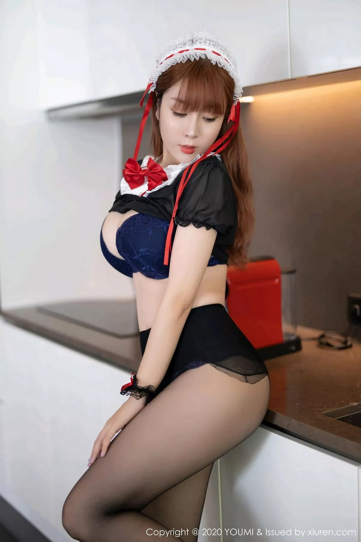 秀人集.com_[YouMi尤蜜荟]Vol.581_女神王雨纯三亚旅拍黑色女仆装配黑丝裤袜半脱撩人诱惑写真54P