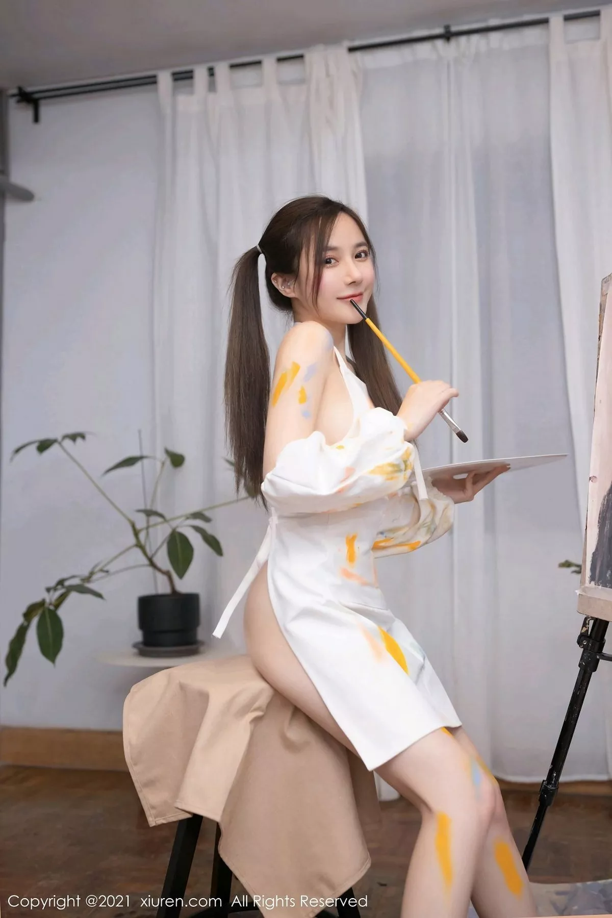 秀人集.com_[XiuRen秀人网]No.3048_嫩模鱼子酱Fish邻居小哥哥画室主题半脱露完美身材诱惑写真70P