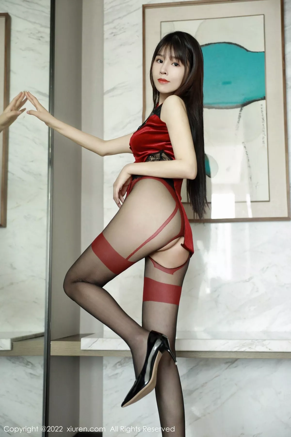 秀人集.com_[XiuRen秀人网]No.5224_模特许嘉欣私房性感红色服饰配开档黑丝秀曼妙身材诱惑写真66P