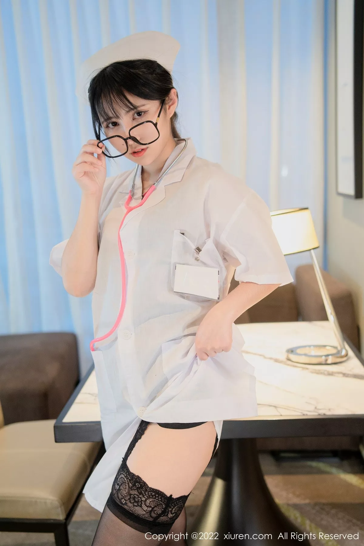 秀人集.com_[XiuRen秀人网]No.5202_模特久久Aimee私房性感白衣天使服饰下黑色蕾丝内衣诱惑写真62P