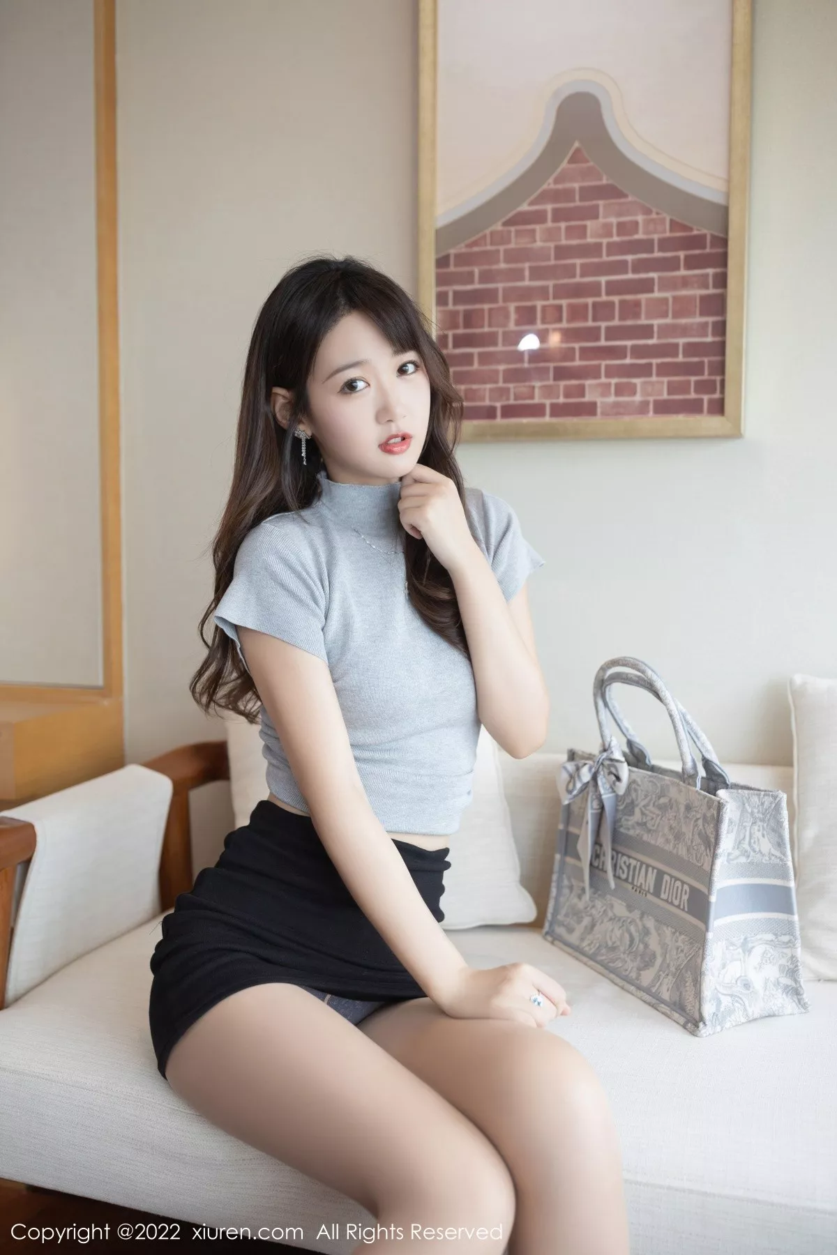 秀人集.com_[XiuRen秀人网]No.5439_模特唐安琪灰色收身上衣配黑短裙半脱露蕾丝内衣迷人诱惑写真80P