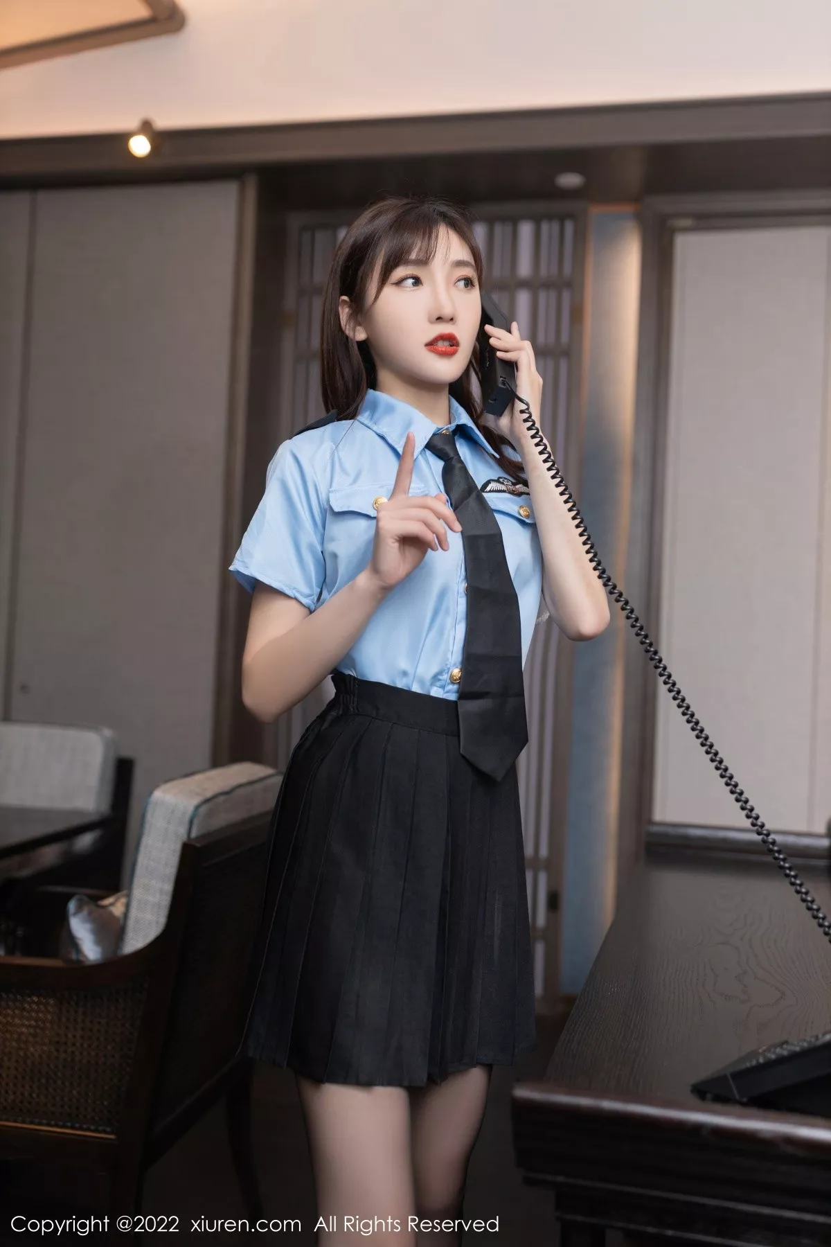 秀人集.com_[XiuRen秀人网]No.5461_模特陆萱萱性感女警官制服半脱露深蓝色蕾丝内衣完美诱惑写真84P