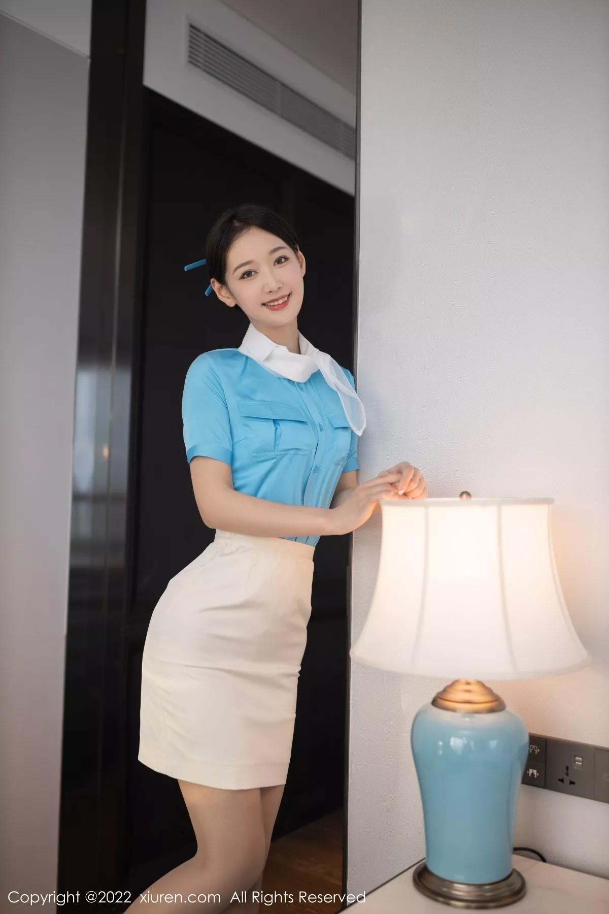 秀人集.com_[XiuRen秀人网]No.5510_模特唐安琪空姐角色扮演性感白色蕾丝内衣配原色丝袜诱惑写真100P