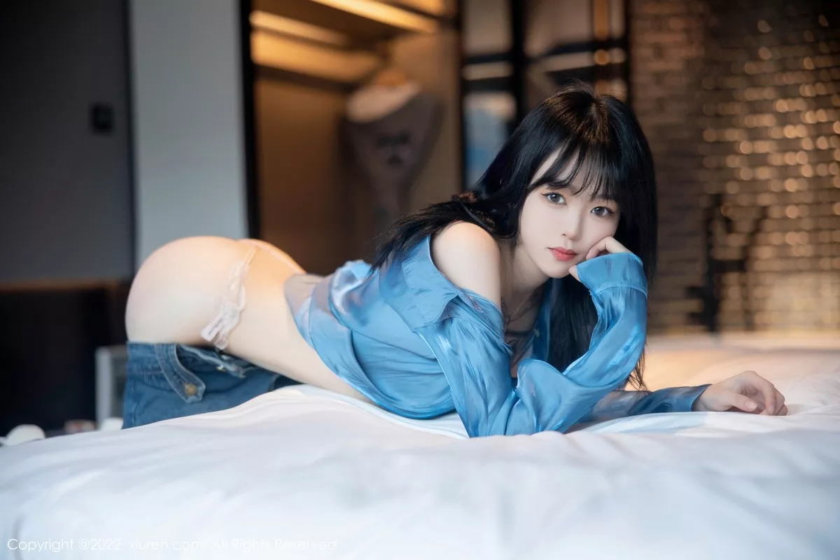 秀人集.com_[XiuRen秀人网]No.5662_模特奶瓶性感蓝色上衣配牛仔短裙半脱露浅色蕾丝内衣诱惑写真97P