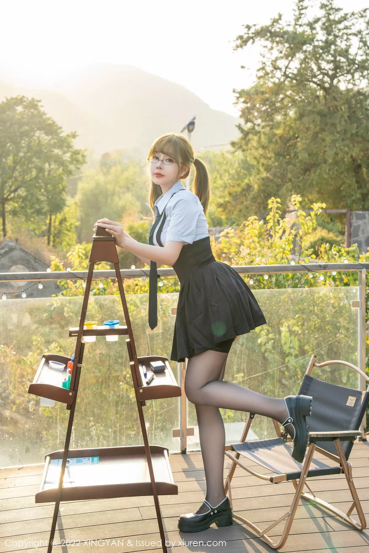 秀人集.com_[XINGYAN星颜社]VOL.153_女神王雨纯浅蓝色T恤配黑虽然背带裙露白色内衣超薄黑丝诱惑写真71P