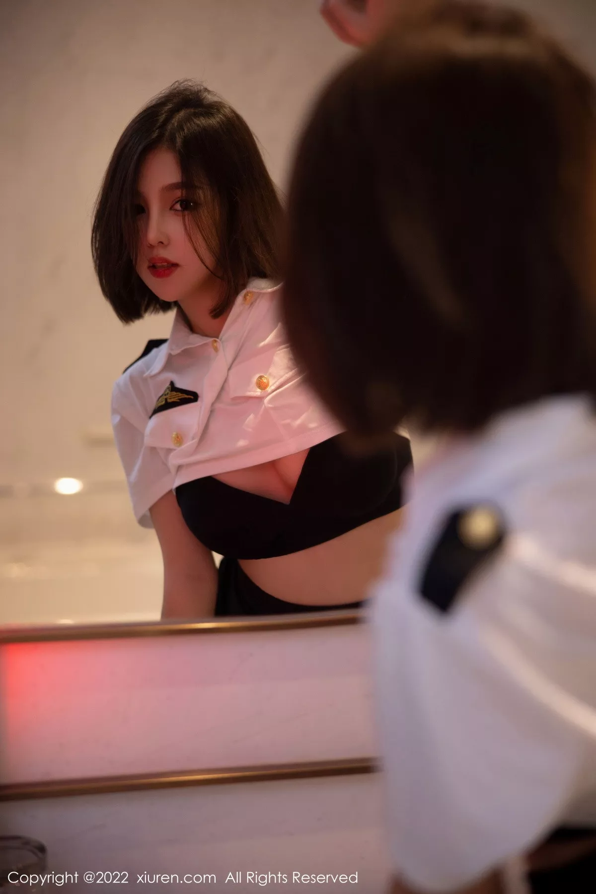 秀人集.com_[XiuRen秀人网]No.5815_模特美羊羊性感制服主题白色上衣配黑短裙露黑色内衣诱惑写真79P