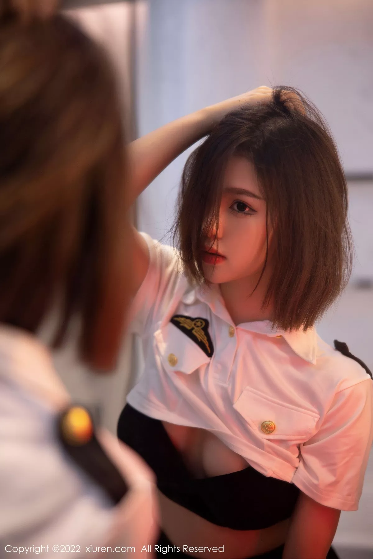 秀人集.com_[XiuRen秀人网]No.5815_模特美羊羊性感制服主题白色上衣配黑短裙露黑色内衣诱惑写真79P