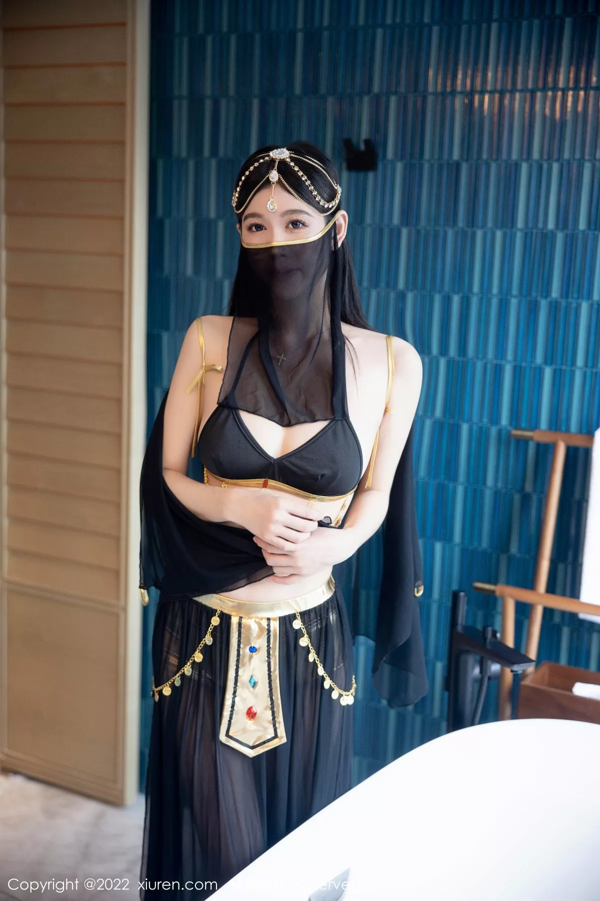 秀人集.com_[XiuRen秀人网]No.5849_模特李雅柔西域风情主题黑色薄纱遮面露性感内衣迷人诱惑写真65P