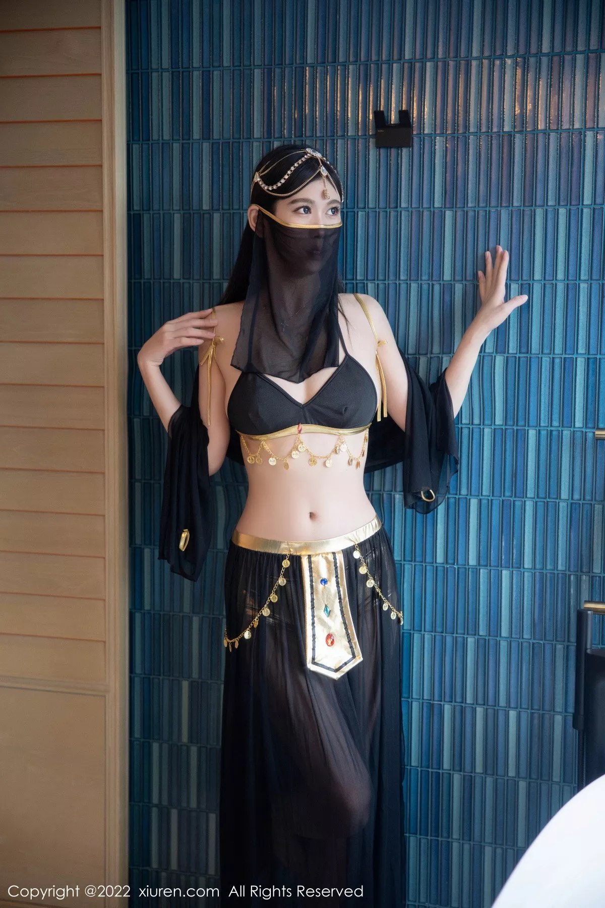 秀人集.com_[XiuRen秀人网]No.5849_模特李雅柔西域风情主题黑色薄纱遮面露性感内衣迷人诱惑写真65P