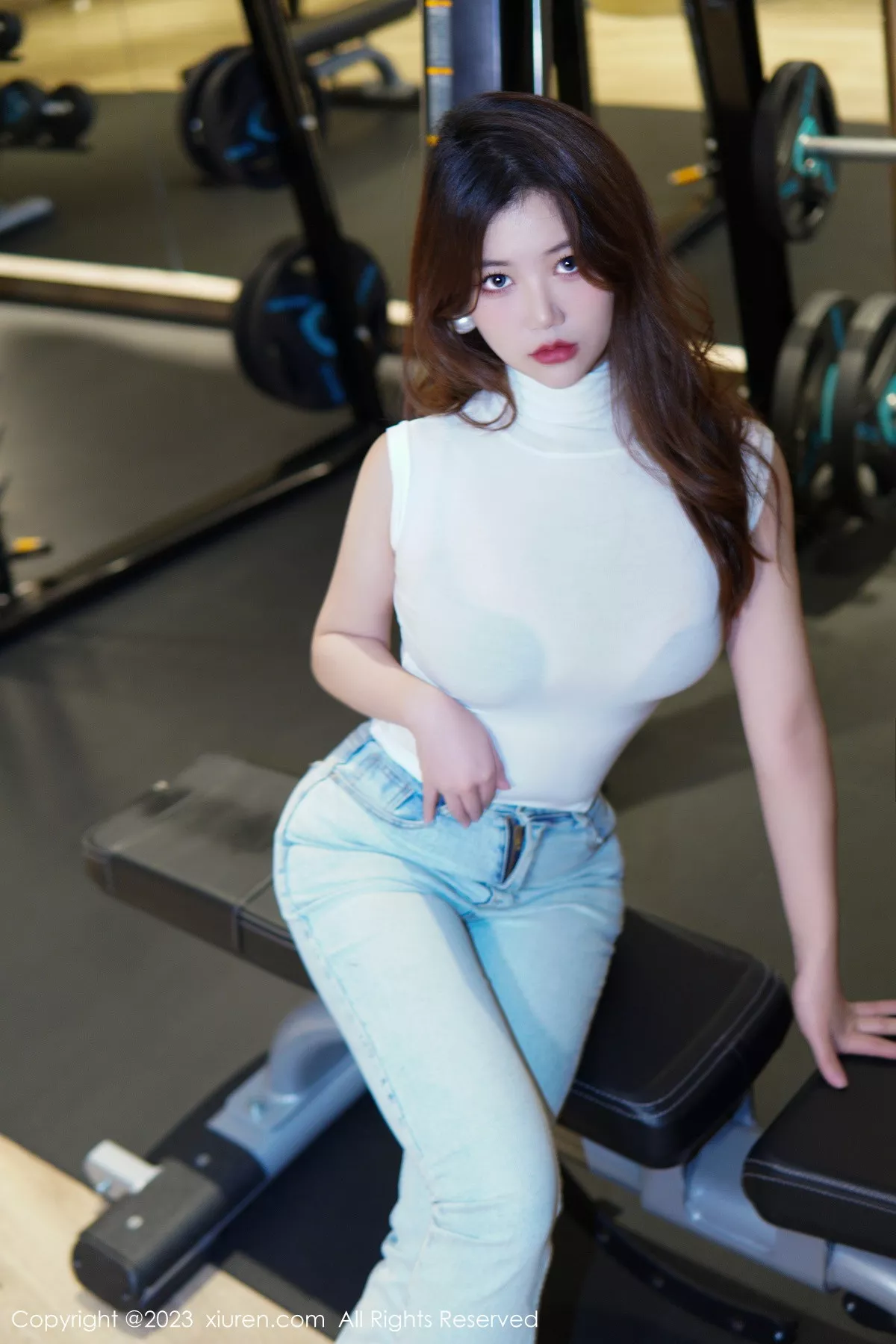 秀人集.com_[XiuRen秀人网]No.6102_模特奈奈子健身房剧情性感半透上衣配超薄无内肉丝惹火诱惑写真80P