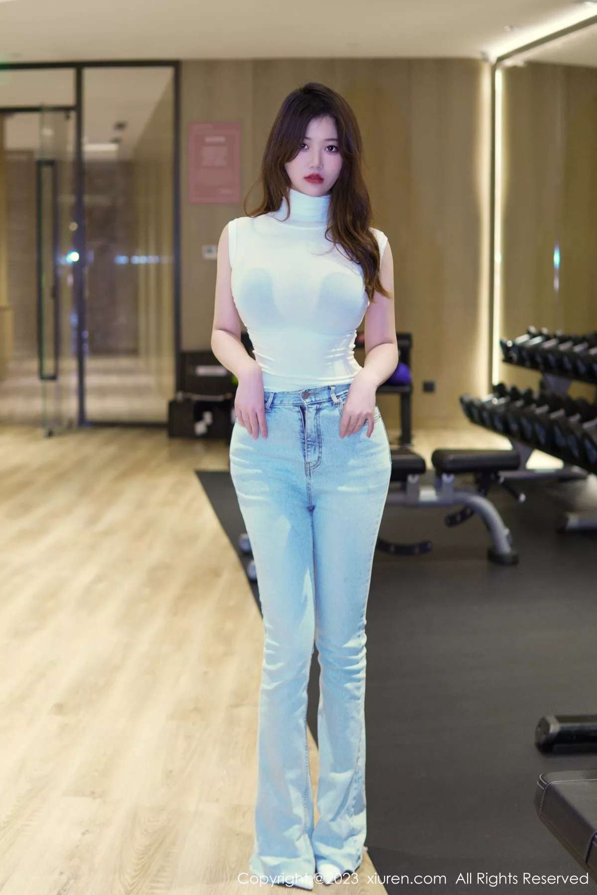 秀人集.com_[XiuRen秀人网]No.6102_模特奈奈子健身房剧情性感半透上衣配超薄无内肉丝惹火诱惑写真80P