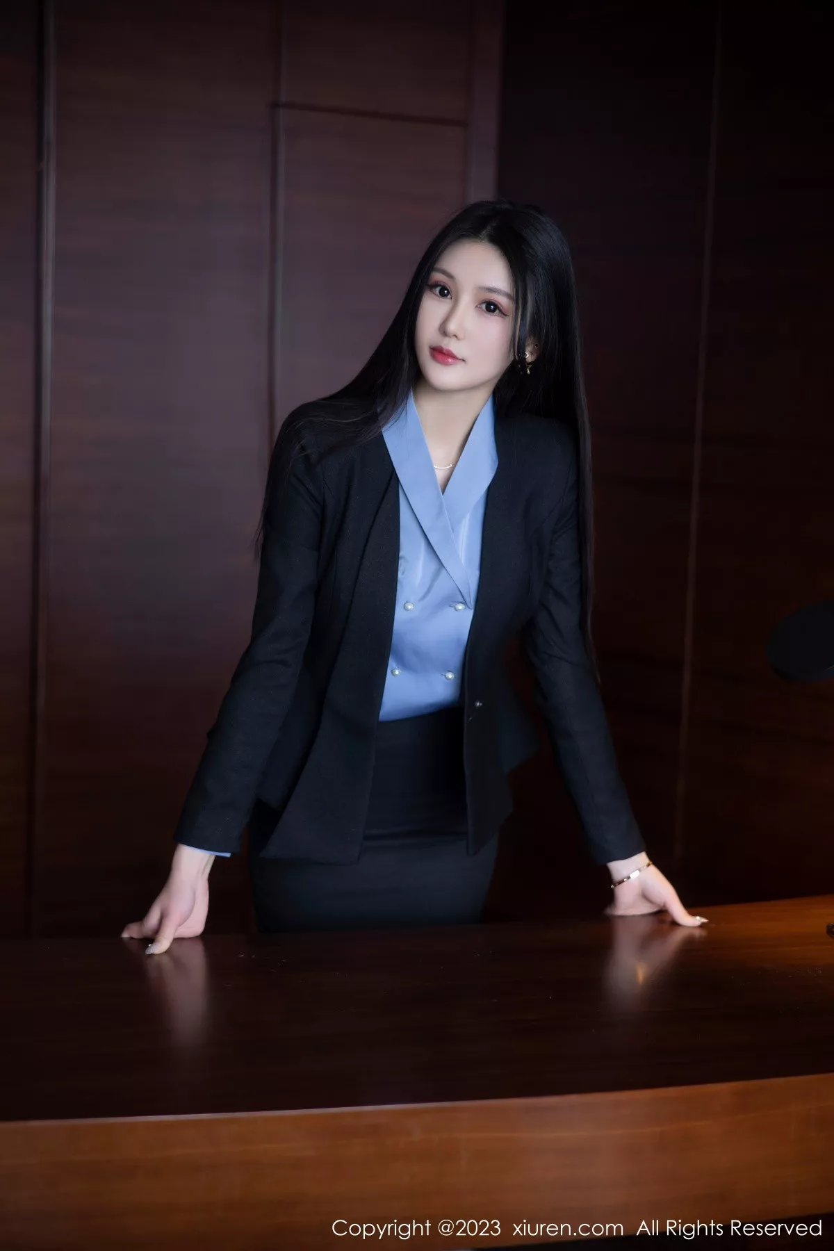 秀人集.com_[XiuRen秀人网]No.6254_新人模特圆圆酱性感Ol装扮露黑色蕾丝内衣配原色丝袜诱惑写真86P