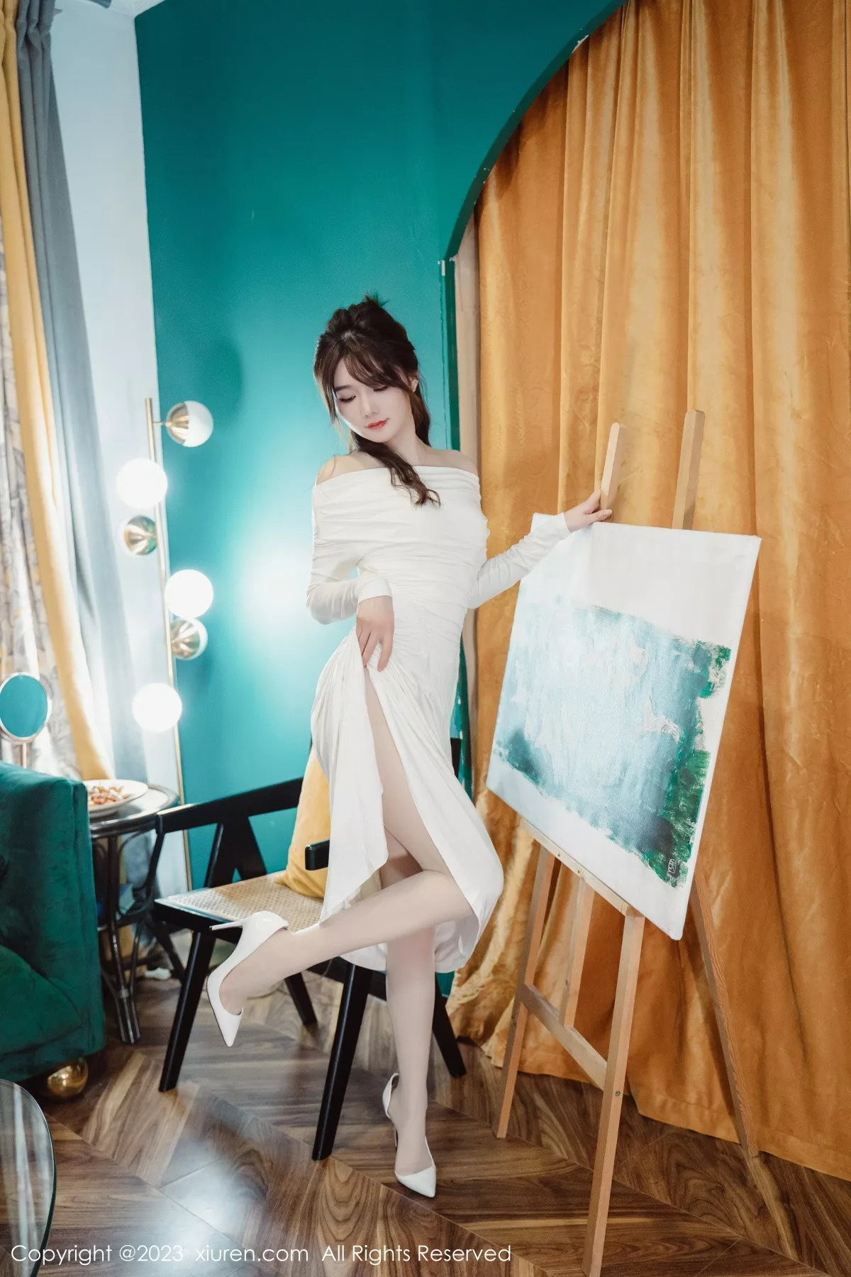 秀人集.com_[XiuRen秀人网]No.6182_模特婠婠么脱白色连衣长裙露蕾丝内衣配开档白丝迷人诱惑写真79P