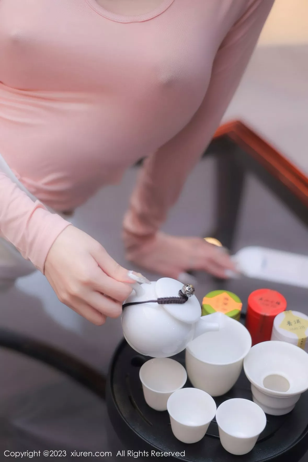 秀人集.com_[XiuRen秀人网]No.6367_模特谢小蒽性感粉色上衣配白短裙露超薄无内肉丝撩人诱惑写真91P