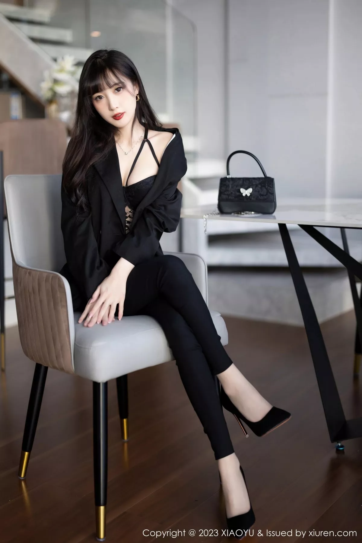 秀人集.com_[XiaoYu画语界]Vol.981_模特林星阑性感黑色连体蕾丝内衣配原色丝袜秀曼妙身姿诱惑写真87P