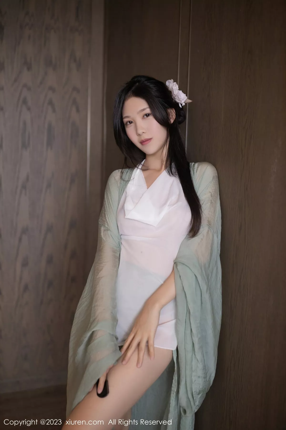 秀人集.com_[XiuRen秀人网]No.6420_模特利世性感绿色古装服饰配白色薄纱秀曼妙身姿迷人诱惑写真74P