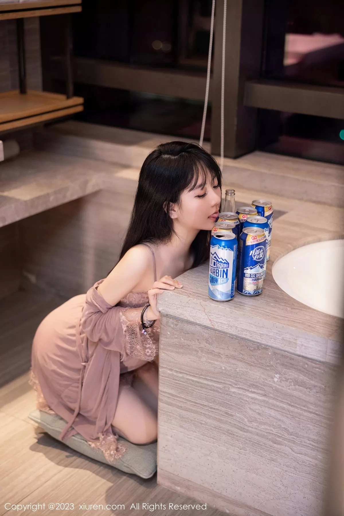 秀人集.com_[XiuRen秀人网]No.6558_模特谢小蒽私房浴室红灰色轻透薄纱睡裙配超薄肉丝湿身诱惑写真79P