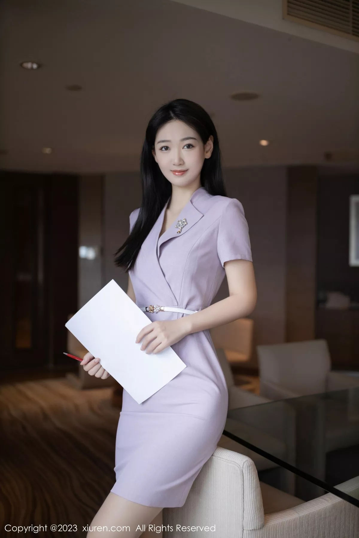 秀人集.com_[XiuRen秀人网]No.6859_模特唐安琪淡紫色Ol服露性感白色蕾丝内衣秀曼妙身姿诱惑写真80P