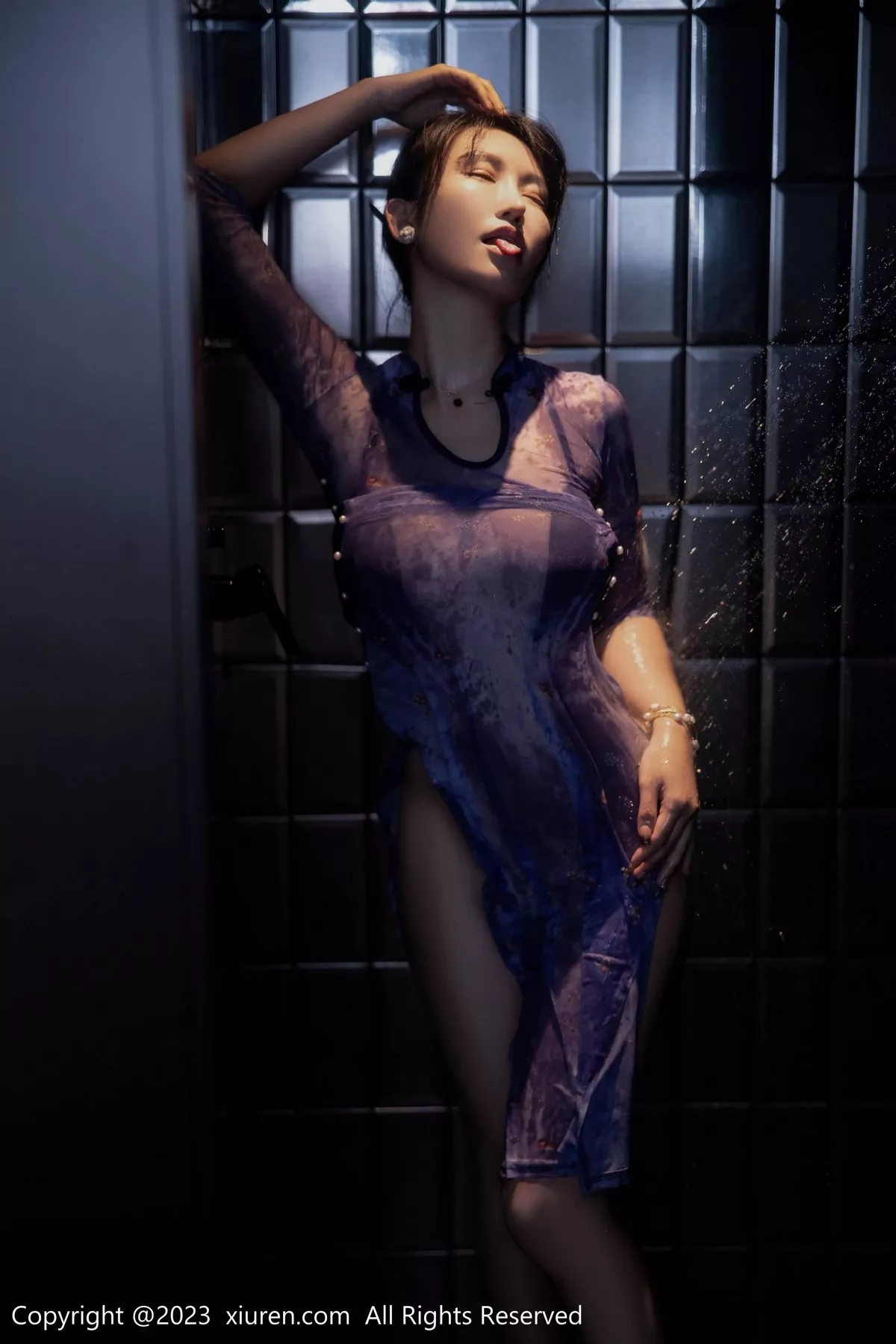 秀人集.com_[XiuRen秀人网]No.6876_模特司柠私房浴室紫色连衣长裙配超薄肉丝秀曼妙身姿诱惑写真56P