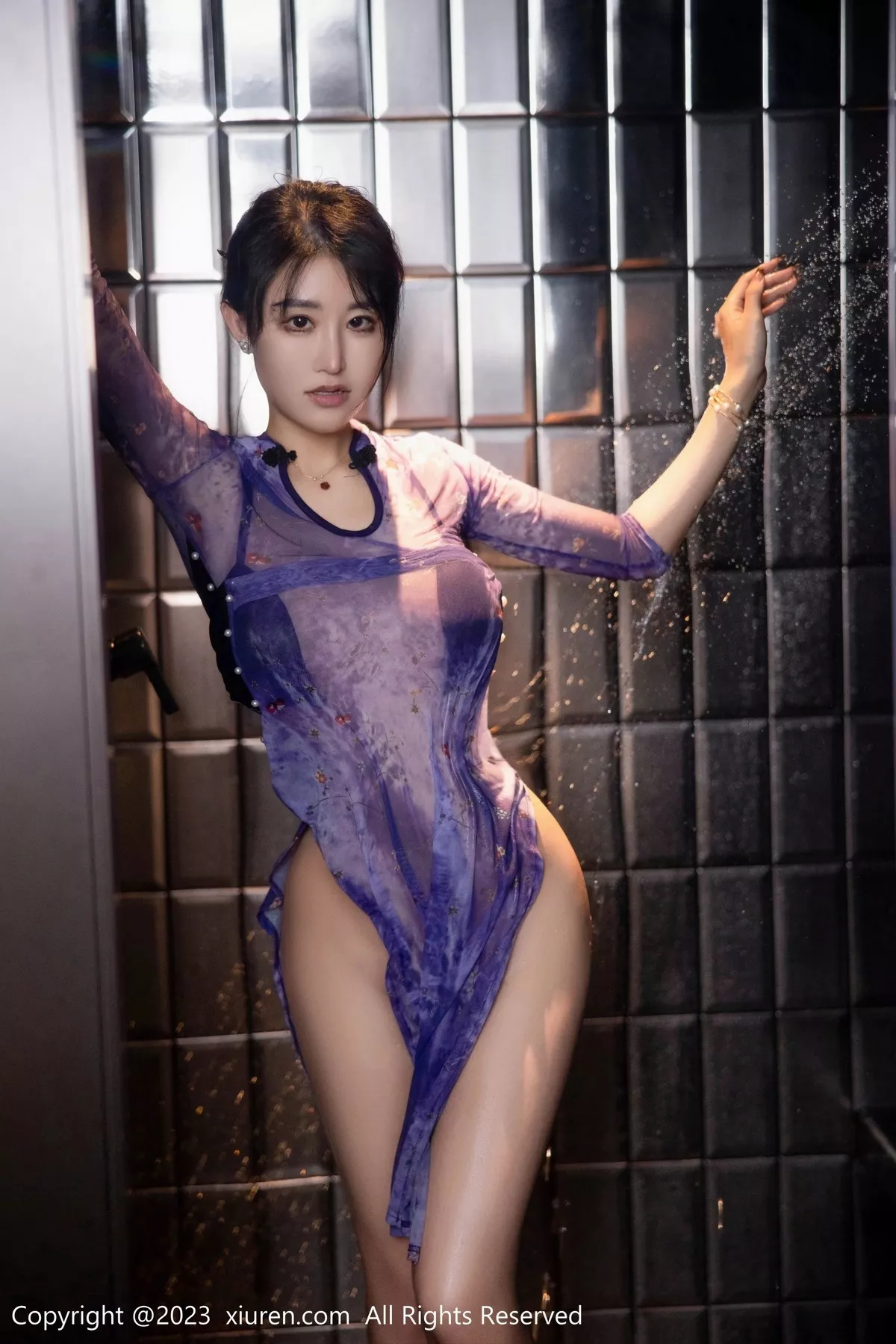 秀人集.com_[XiuRen秀人网]No.6876_模特司柠私房浴室紫色连衣长裙配超薄肉丝秀曼妙身姿诱惑写真56P