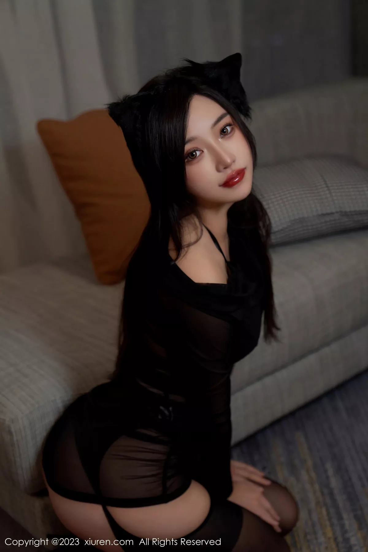 秀人集.com_[XiuRen秀人网]No.6826_模特妙可可Cheese黑色薄纱轻透连衣裙露蕾丝内衣完美诱惑写真90P